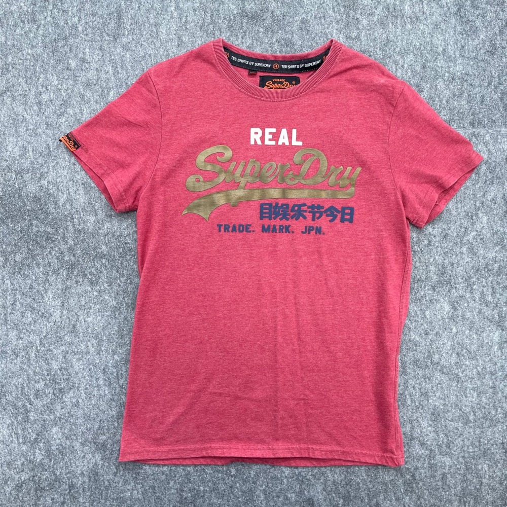 Superdry Shirt Mens Large Vintage Premium Goods Graphic Red Gold Logo